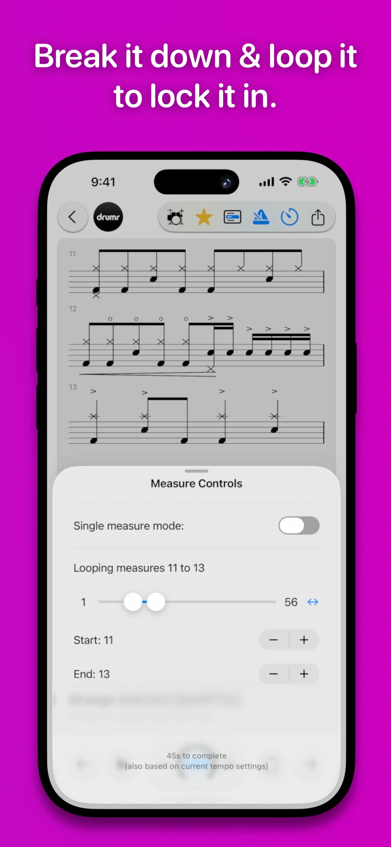Drumr on iPhone - Up Next suggestions